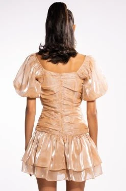 A DREAM WILL DO SHINE MINI DRESS -AKIRA Shop a dream will do shine mini dress champagne 5 5