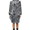 ABSTRACT PRINT BELTED LONG SLEEVE MIDI DRESS -AKIRA Shop abstract print belted long sleeve midi dress black 1 1