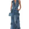 AFTER THE STORM FLORAL DENIM JUMPSUIT -AKIRA Shop after the storm floral denim jumpsuit denim 1 1
