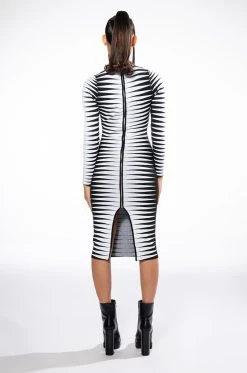 ALL AN ILLUSION LONG SLEEVE MIDI DRESS -AKIRA Shop all an illusion long sleeve midi dress black white 4 4