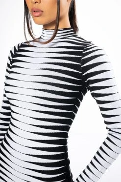 ALL AN ILLUSION LONG SLEEVE MIDI DRESS -AKIRA Shop all an illusion long sleeve midi dress black white 5 5