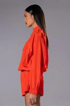 ALL DAY ERRANDS LIGHTWEIGHT ROMPER IN ORANGE -AKIRA Shop all day errands lightweight romper in orange orange 4 4