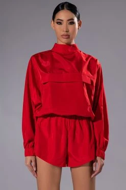 ALL DAY ERRANDS LIGHTWEIGHT ROMPER IN RED