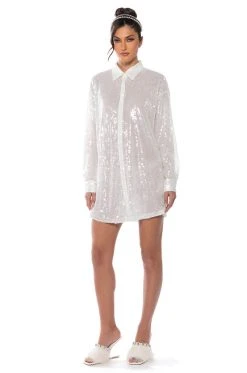 ALL I DO IS SHINE SEQUIN MINI DRESS -AKIRA Shop all i do is shine sequin mini dress white 3 3