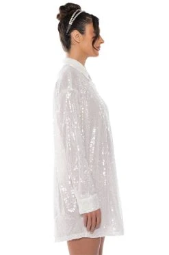 ALL I DO IS SHINE SEQUIN MINI DRESS -AKIRA Shop all i do is shine sequin mini dress white 4 4
