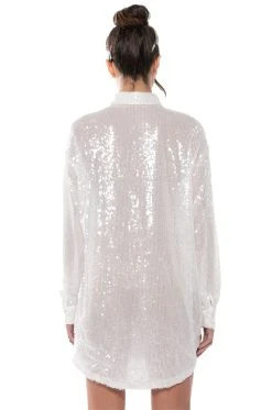 ALL I DO IS SHINE SEQUIN MINI DRESS -AKIRA Shop all i do is shine sequin mini dress white 5 5