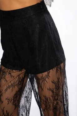 ALL OVER LACE HIGH WAIST WIDE LEG TROUSER -AKIRA Shop all over lace high waist wide leg trouser black 6 6