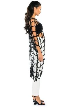 AMARA WIDE KNIT LONG SLEEVE MIDI DRESS -AKIRA Shop amara wide knit long sleeve midi dress black 4 4