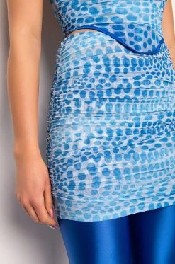 APOLLO RUCHED MESH MINI SKIRT -AKIRA Shop apollo ruched mesh mini skirt blue multi 11 11
