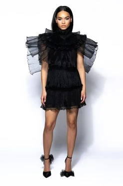 AURORA ORGANZA TIERED STATEMENT MINI DRESS -AKIRA Shop aurora organza tiered statement mini dress black 10 10