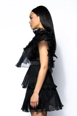 AURORA ORGANZA TIERED STATEMENT MINI DRESS -AKIRA Shop aurora organza tiered statement mini dress black 8 8