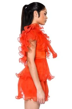 AURORA ORGANZA TIERED STATEMENT MINI DRESS -AKIRA Shop aurora organza tiered statement mini dress red 5 5