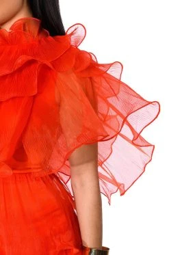 AURORA ORGANZA TIERED STATEMENT MINI DRESS -AKIRA Shop aurora organza tiered statement mini dress red 7 7