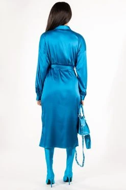 BABY COME BACK BUTTON UP MIDI DRESS -AKIRA Shop baby come back button up midi dress royal blue 4 4