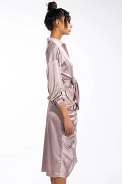 BABY COME BACK MAXI BUTTON UP MIDI DRESS -AKIRA Shop baby come back maxi button up midi dress light brown 3 3