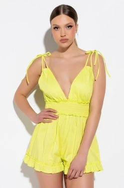 BAHAMA BABE STRETCH LINEN ROMPER