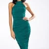 BEST BEHAVIOR SLINKY MIDI DRESS -AKIRA Shop best behavior slinky midi dress dark green 1 1
