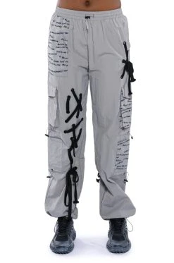 BLACK VILLAGE FOUNDATION LOGO LACE UP DETAIL JOGGER 15 BLACK VILLAGE FOUNDATION LOGO LACE UP DETAIL JOGGER -AKIRA Shop black village foundation logo lace up detail jogger grey 5 5