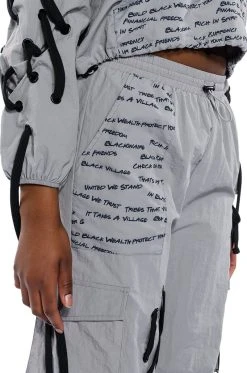 BLACK VILLAGE FOUNDATION LOGO LACE UP DETAIL JOGGER 19 BLACK VILLAGE FOUNDATION LOGO LACE UP DETAIL JOGGER -AKIRA Shop black village foundation logo lace up detail jogger grey 9 9