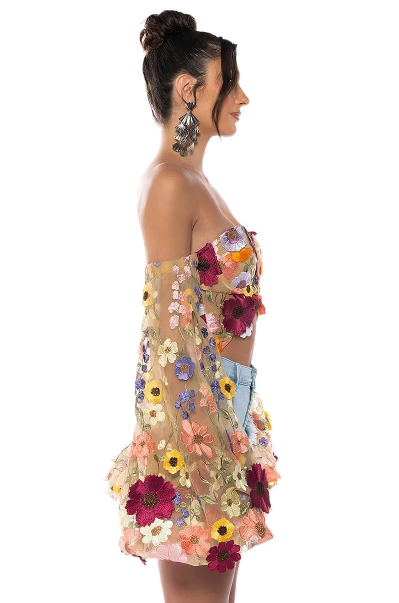 BOTANICAL BEAUTY CROPPED SHEER SLEEVE TOP 7 BOTANICAL BEAUTY CROPPED SHEER SLEEVE TOP - Image 5