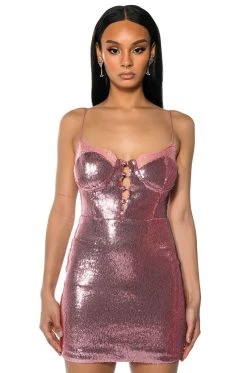 BRIELLA SEQUIN SPAGHETTI STRAP MINI DRESS