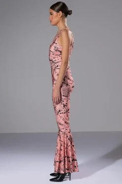 BRING THE FUNK PRINTED FLARED JUMPSUIT -AKIRA Shop bring the funk printed flared jumpsuit pink multi 3 3