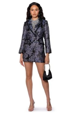 BUSINESS AS USUAL BLAZER MINI DRESS -AKIRA Shop business as usual blazer mini dress black multi 3 3