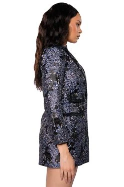 BUSINESS AS USUAL BLAZER MINI DRESS -AKIRA Shop business as usual blazer mini dress black multi 5 5