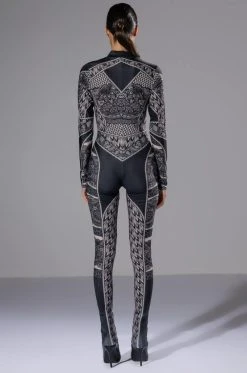 CATCH A GLIMPSE ZIP UP CATSUIT -AKIRA Shop catch a glimpse zip up catsuit black 4 4