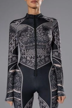 CATCH A GLIMPSE ZIP UP CATSUIT -AKIRA Shop catch a glimpse zip up catsuit black 5 5