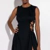 CAUGHT UP IN THE TWIST MINI DRESS WITH SLIT -AKIRA Shop caught up in the twist mini dress with slit black 1 1