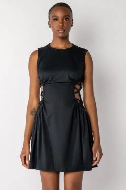 CAUGHT UP IN THE TWIST MINI DRESS WITH SLIT -AKIRA Shop caught up in the twist mini dress with slit black 3 3