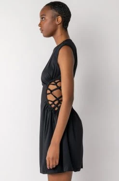 CAUGHT UP IN THE TWIST MINI DRESS WITH SLIT -AKIRA Shop caught up in the twist mini dress with slit black 4 4