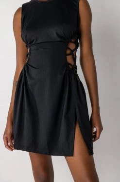 CAUGHT UP IN THE TWIST MINI DRESS WITH SLIT -AKIRA Shop caught up in the twist mini dress with slit black 6 6