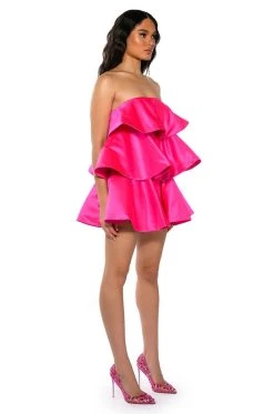CENTER OF ATTENTION LAYERED MINI DRESS -AKIRA Shop center of attention layered mini dress fuchsia 4 4