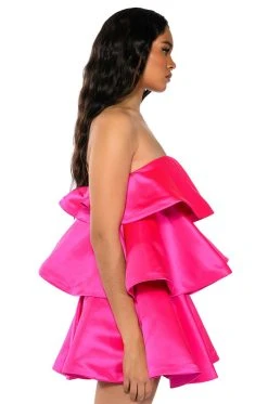CENTER OF ATTENTION LAYERED MINI DRESS -AKIRA Shop center of attention layered mini dress fuchsia 5 5