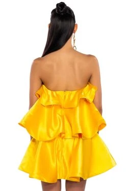 CENTER OF ATTENTION LAYERED MINI DRESS -AKIRA Shop center of attention layered mini dress yellow 6 6 c1