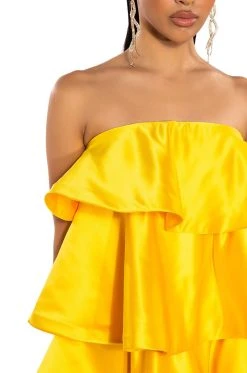 CENTER OF ATTENTION LAYERED MINI DRESS -AKIRA Shop center of attention layered mini dress yellow 7 7 c1