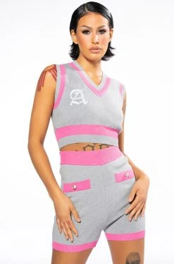 COLLEGIATE SO STUDIOUS KNIT BOOTY SHORT -AKIRA Shop collegiate so studious knit booty short grey multi 3 3 c1