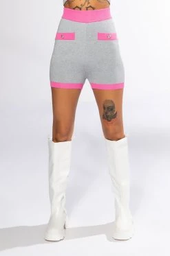COLLEGIATE SO STUDIOUS KNIT BOOTY SHORT -AKIRA Shop collegiate so studious knit booty short grey multi 6 6
