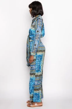 COME AGAIN WIDE LEG JUMPSUIT -AKIRA Shop come again wide leg jumpsuit navy multi 3 3