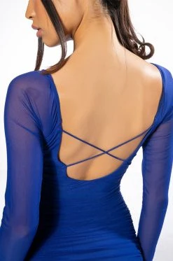 COME MY WAY LONG SLEEVE MESH MINI DRESS -AKIRA Shop come my way long sleeve mesh mini dress blue 6 6