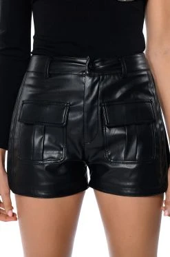 CORA POCKET DETAIL FAUX LEATHER SHORT -AKIRA Shop cora pocket detail faux leather short black 3 3