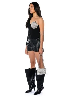 CORA POCKET DETAIL FAUX LEATHER SHORT -AKIRA Shop cora pocket detail faux leather short black 6 6