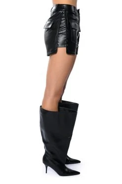 CORA POCKET DETAIL FAUX LEATHER SHORT -AKIRA Shop cora pocket detail faux leather short black 8 8