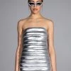 COSMIC LOVE STRAPLESS MINI DRESS -AKIRA Shop cosmic love strapless mini dress silver 1 1