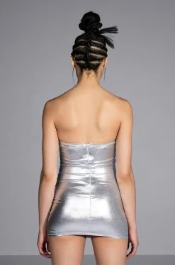 COSMIC LOVE STRAPLESS MINI DRESS -AKIRA Shop cosmic love strapless mini dress silver 5 5