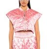 COZY MODE QUILTED SATIN VEST IN PINK