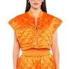 COZY MODE QUILTED SATIN VEST 2 COZY MODE QUILTED SATIN VEST -AKIRA Shop cozy mode quilted satin vest orange 1 1