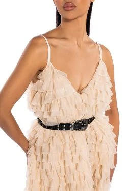 CRAZY FOR YOU BELTED TIERED TULLE MINI DRESS -AKIRA Shop crazy for you belted tiered tulle mini dress beige 8 8